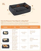 Feandrea Dog Bed Linen-Look Large XL 110 x 75 cm Raised Edges Non-Slip view 6