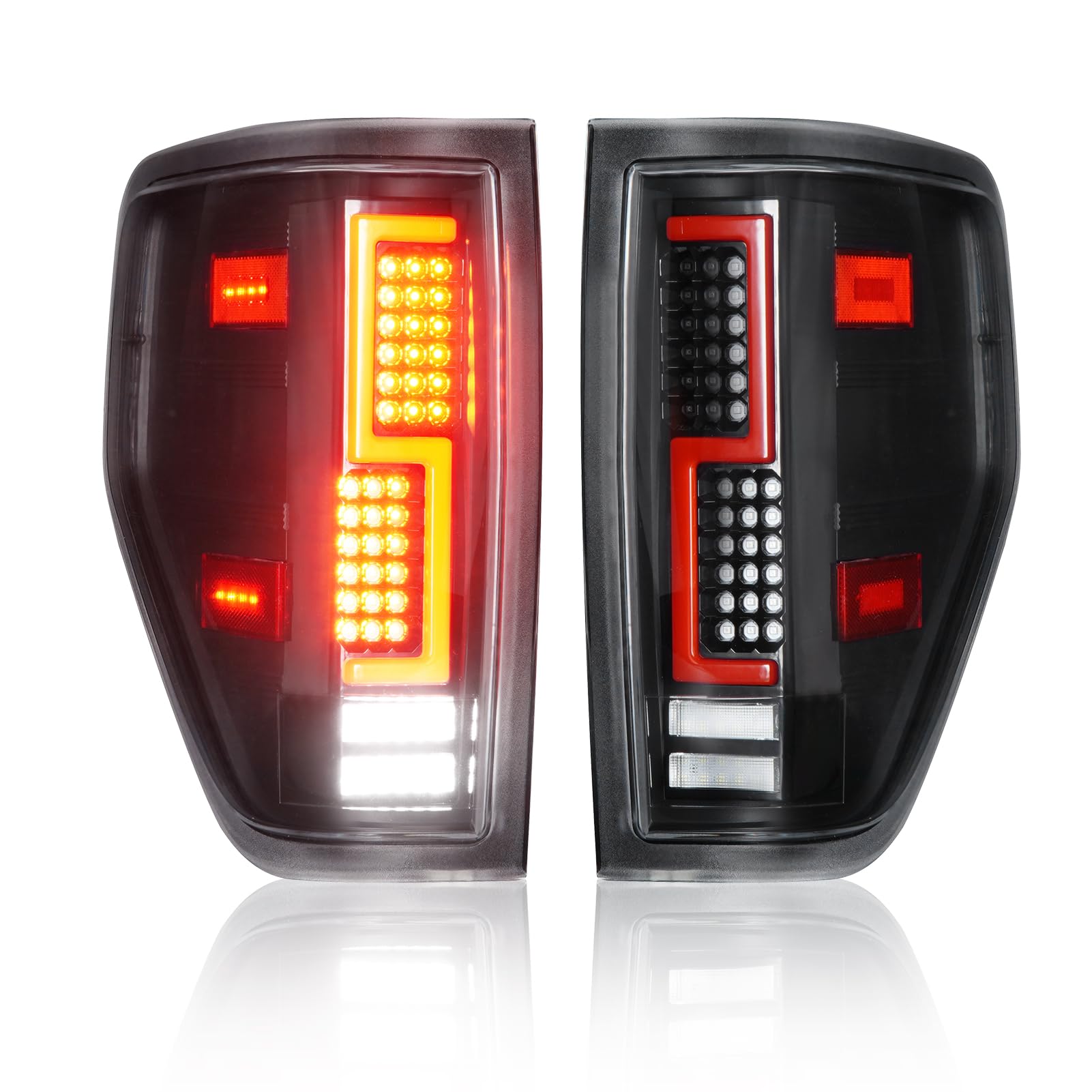 Photo 1 of LED Tail Lights for Ford F150 2009 2010 2011 2012 2013 2014 (Fleetside Bed Model), Rear Taillight Assembly, Black Housing Clear Lens, ?BL3Z13404AB, BL3Z13404B, BL3Z13405AB, BL3Z13405B