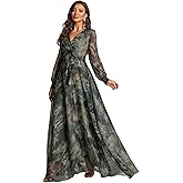 Womens Summer Dresses,Floral Patterns Vintage Elegant Cocktail Long Sleeve Boho Casual Maxi Wedding Guest Dresses for Women
