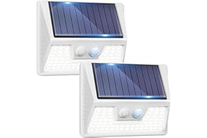 vighep 2 Pack Solar Motion Lights Outdoor, Waterproof Fence Lights Solar Powered with 3 Lighting Mode, Cold White LED Step Light for Outside Wall Yard Deck Stairs Garden - White