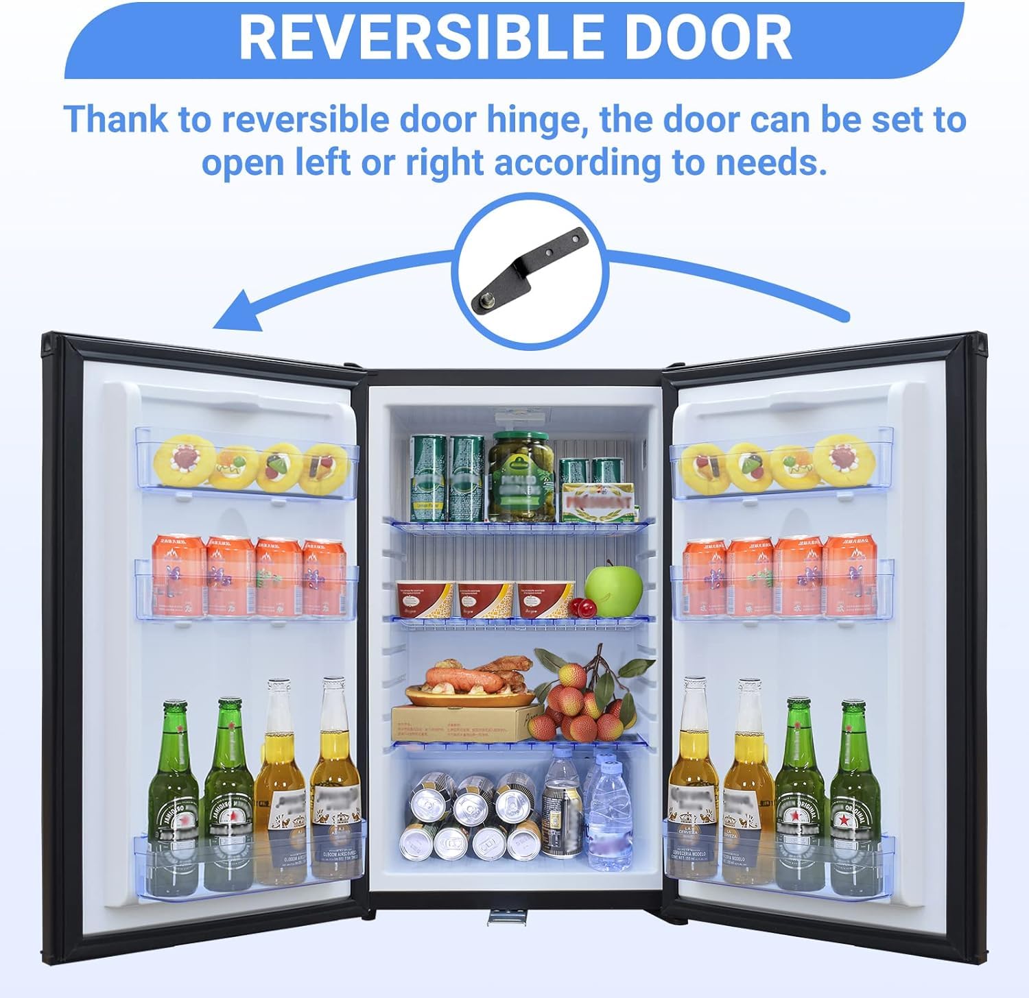 SMETA 12V RV Refrigerator 1.7 Cu.Ft Mini Camper Fridge with Lock and Key AC/DC 110V/12v Quiet Absorption Compact Refrigerator for RV Semi Truck Patio Car with Reversible Door Beverage Cooler, Black