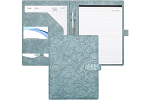 VANRA Padfolio Portfolio Binder Faux Leather Interview Resume Folder with Notepad, Document Organizer Card Holder, Letter-Siz
