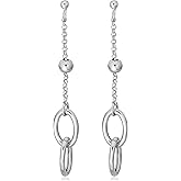 Kooljewelry Sterling Silver Double Oval Dangle Earrings