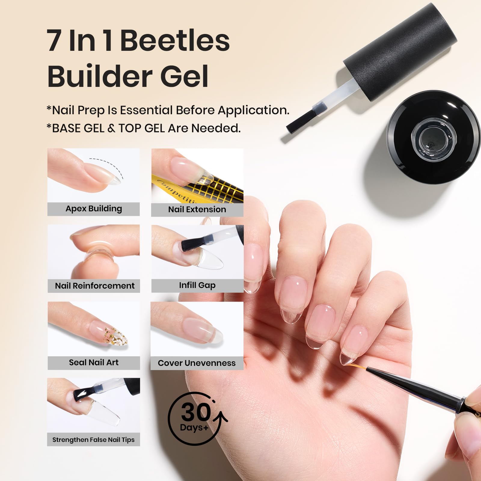 Beetles Builder Gel Nail and Blooming Gel Set- Nail Art Polish for Spreading Effect Marble Stone Builder Extension Nail Gel, Soak Off LED Nail Lamp Gel DIY Manicure Gifts for Women, 2 Pcs 15ml - Image 4