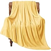 BEDELITE Fleece Blanket Cream Yellow Throw Blankets for Couch & Bed, Luxury Plush Cozy Fuzzy Blanket 50" x 60", Super Soft Warm Lightweight Throw Blanket for Travel Camping
