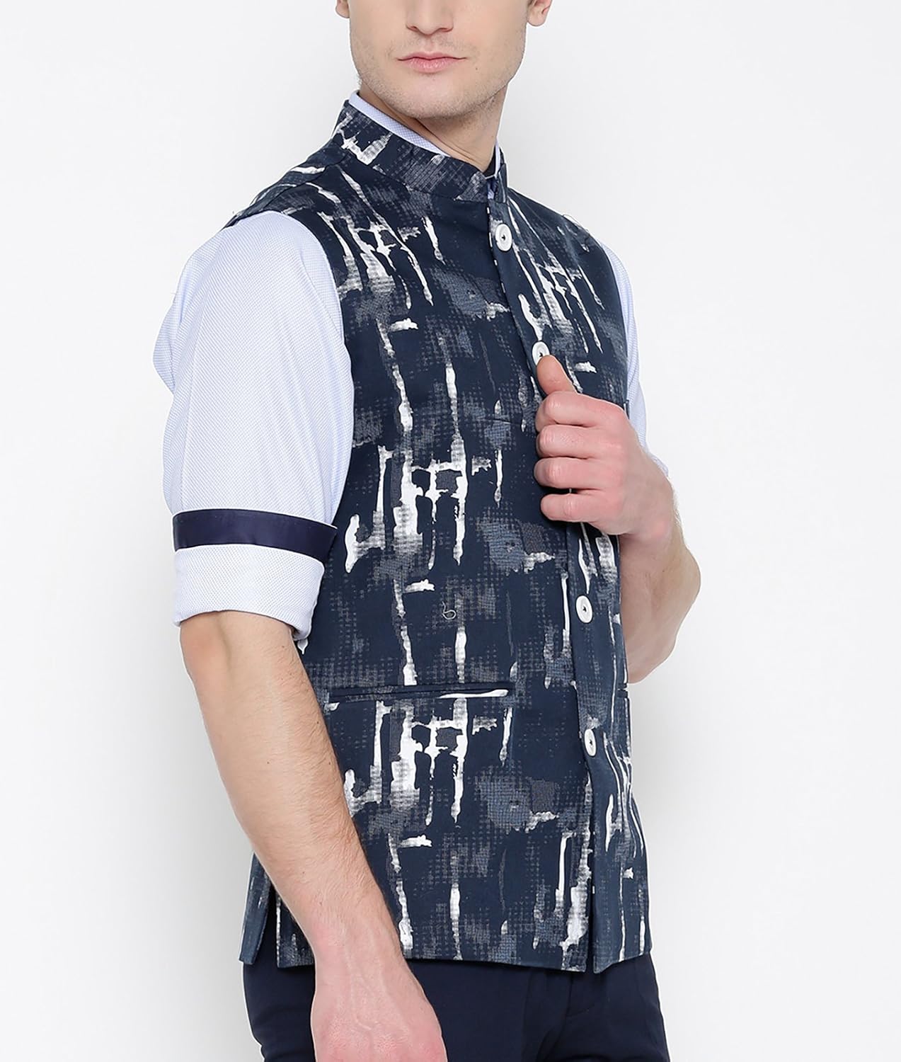 shaftesbury london men's cotton nehru jacket