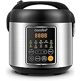 COMFEE' Small Rice Cooker with 10-Preset Options, 4-Cups Uncooked Rice | small multicooker, slow cooker, steamer, grain cooker, non-stick inner pot