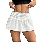 Milumia Women's Ruched Low Elastic Waist Mini Shorts Wide Leg Ruffle Casual Bottoms