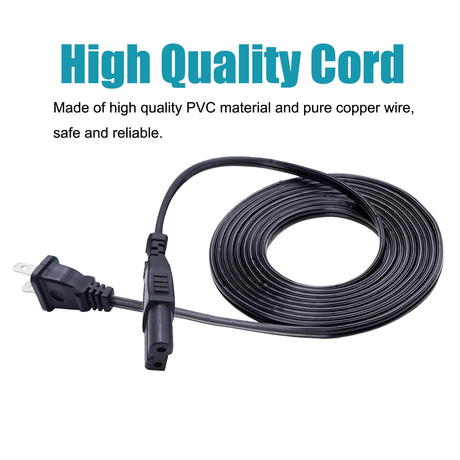 8ft Power Cord Replacement for Brother ES2000 SE400 CS-6000I S4400 PE800 PE770 SE600 SE625 Singer Janome Husqvarna Viking White Pfaff Baby-Lock Sewing Machine AC 2 Prong Cable