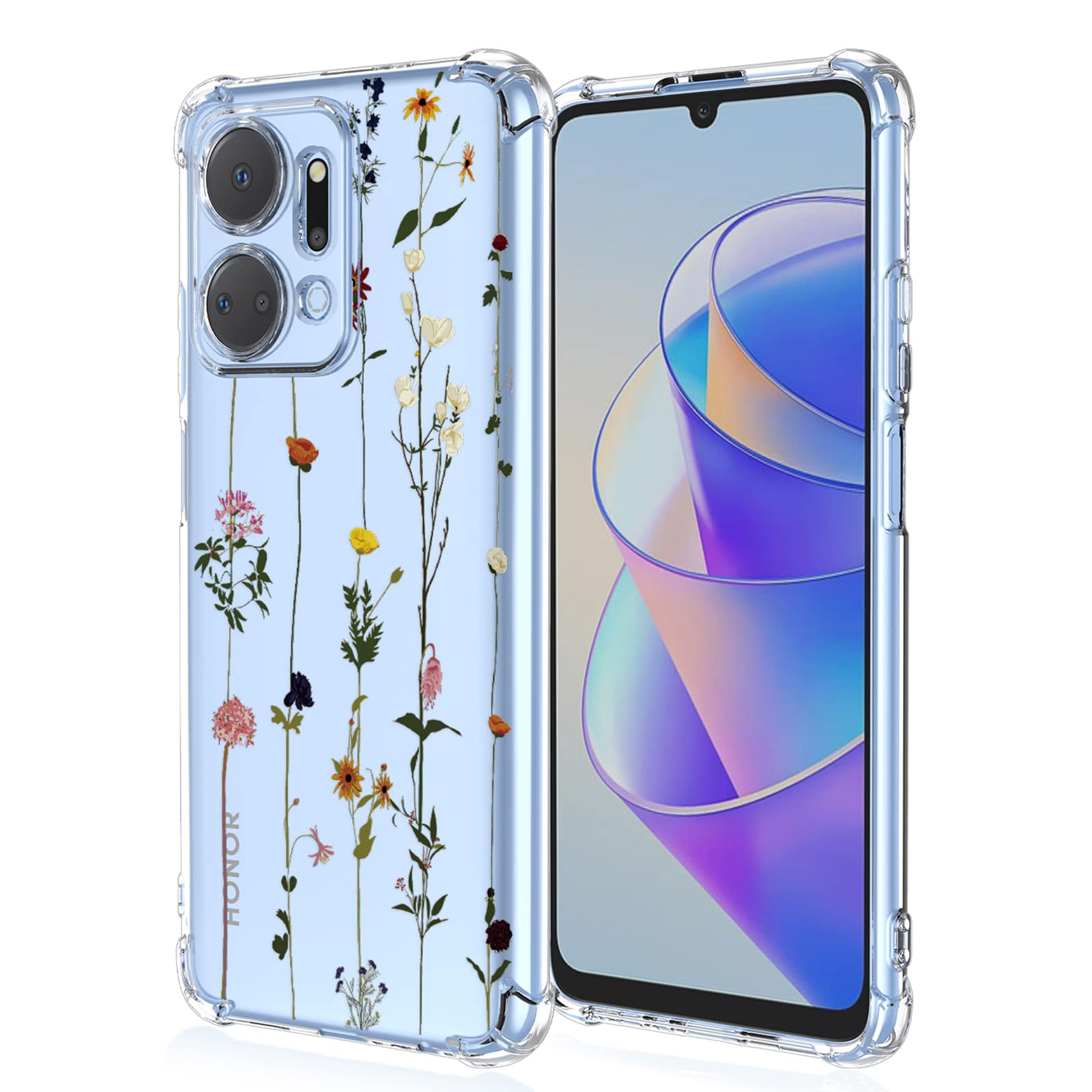 XINYEXIN Case for Google Pixel 7A, Painting Flower Pattern Clear Case Soft TPU Silicone Case Slim Shockproof Bumper Girl Women Phone Cover - Gardening — image 1