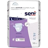 Seni Active Super Plus Unisex Adult Incontinence Underwear, 39-53 in, 18 ct | Pull On Disposable Overnight Underwear for Men &amp; Women