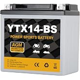 Daakmax YTX14-BS Motorcycle Battery 12V 12Ah, 220 CCA Sealed AGM Rechargeable Maintenance Free Battery, Replacement for ATV, UTV, Scooter, ETX14, GTX14-BS