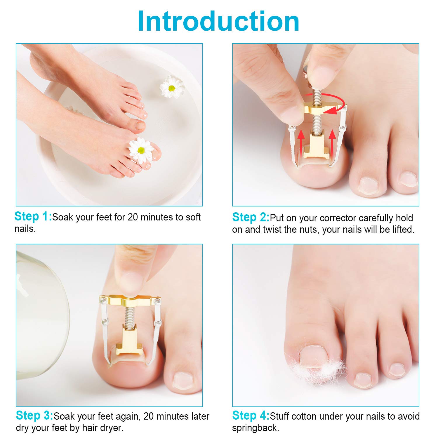2 Pieces Ingrown Toenail Lifter Ingrown Toenail Tool Toe Clamp Stainless Steel Foot Care Tool for Paronychia (Gold): Beauty
