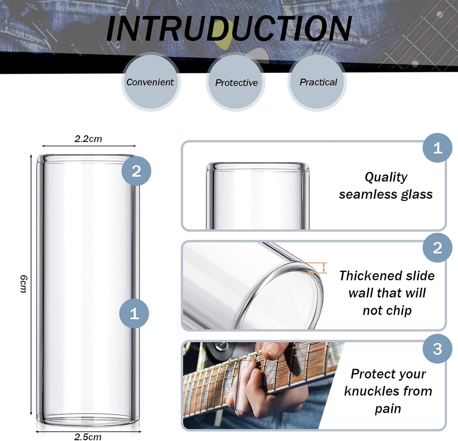 Glass Guitar Slide Guitar Finger Slides Finger and Knuckle Slide for