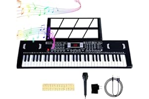 SEMART Piano keyboard 61 key Electronic Digital Piano w/Dual Speaker,Microphone,sheet stand power supply,sticker Portable keyboard for kids beginner Brithday christmas gifts