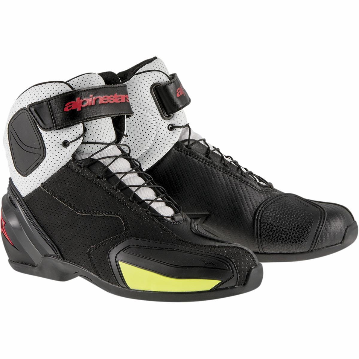 Alpinestars SP1 Men's Vented Street Motorcycle Shoes Black/White/Red/Yellow / 42