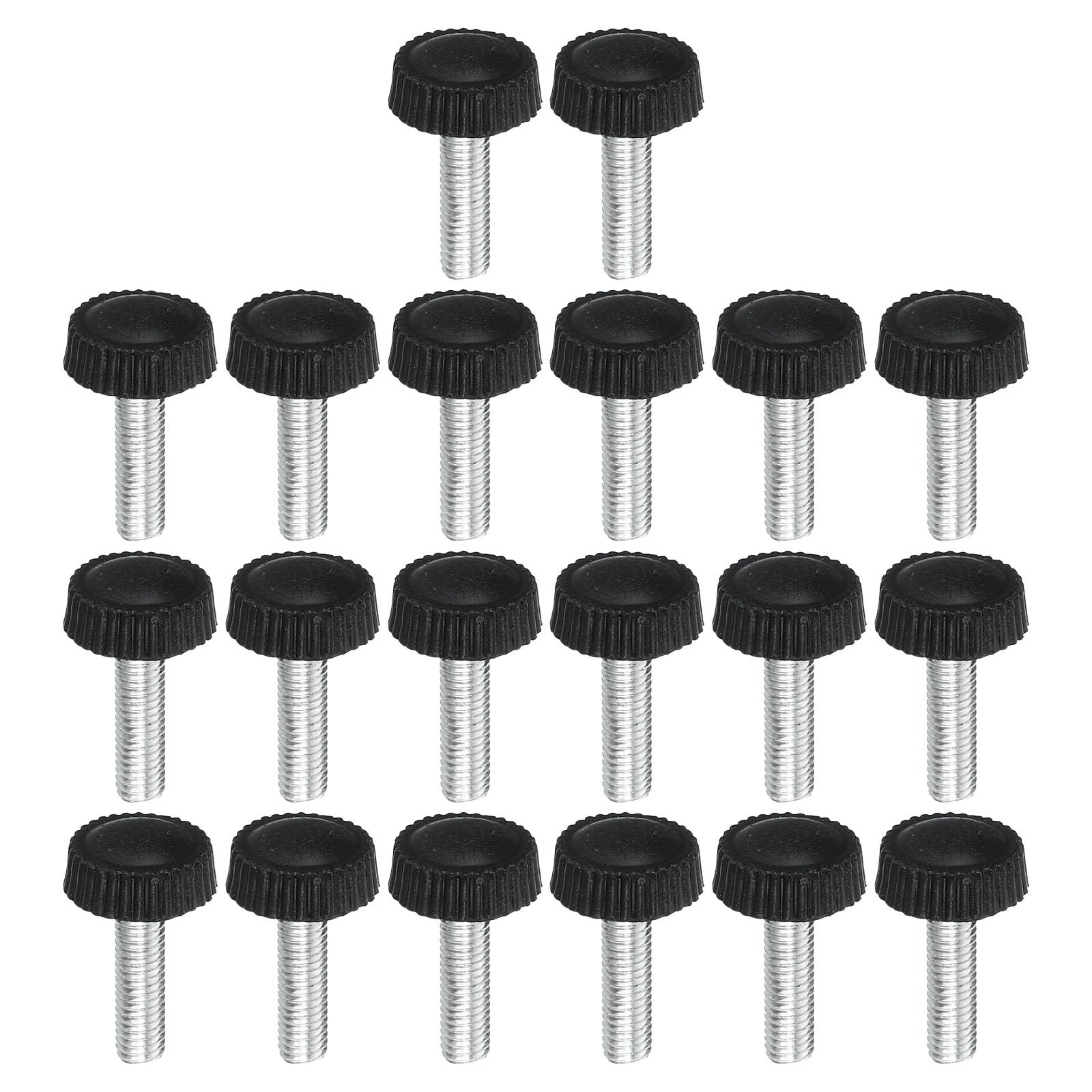 PATIKIL M5x18mm Knurled Thumb Screws, 20 Pack Male Thread Round Clamping Screws Knobs Hand Grip Bolts Mounting Fasteners for Lighting Furniture Hardware Black