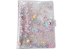 SICCOMA A5 6-Ring Loose Leaf Binder Cover PVC Glitter A5 Planner Cover Notebook Binder Refillable Notebook Shell (6.7”x9.2”) for Round-Ring Planner Pages (Inner Paper Not Included)