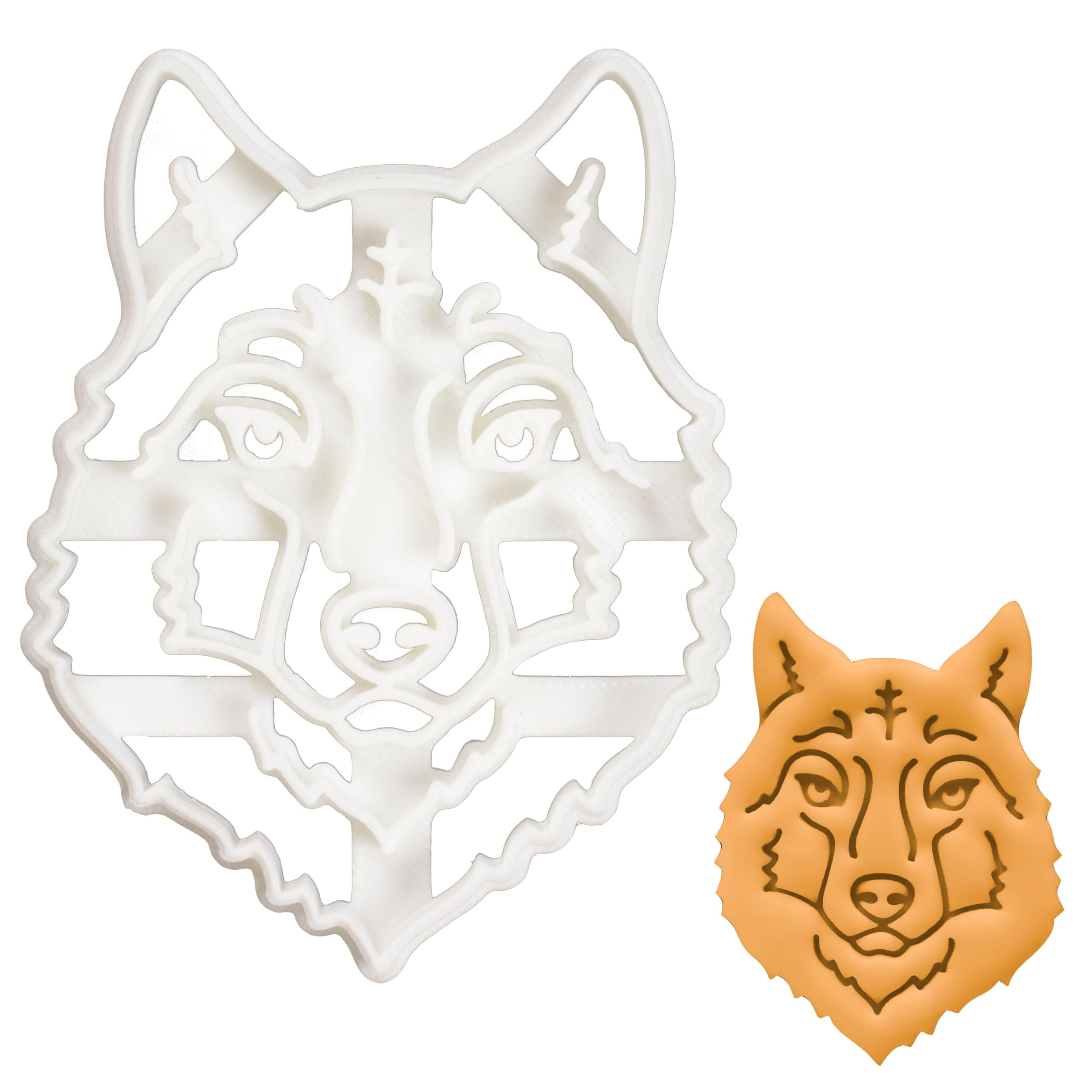 BAKERLOGY Wolf Face Cookie Cutter - Detailed Biscuit Cutter Design for Baking and Crafts, Ideal on Fondant, Dough, Clay