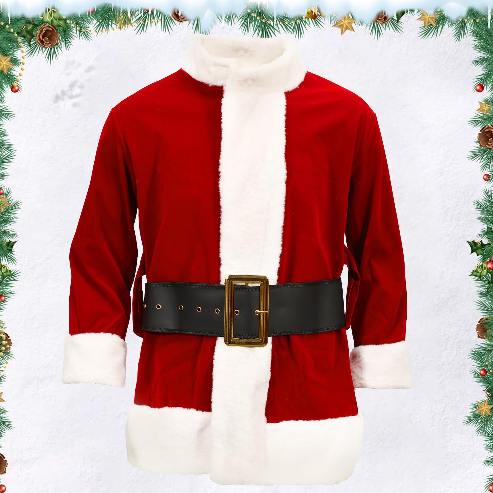 AENEY Adult Monster Cosplay Costume, 6PCS Christmas Santa Monster Furry Mask Outfit Gloves Hat, Deluxe Xmas Fancy Cosplay (Small)