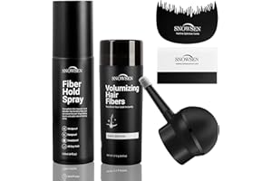 SNOWSEN Hair Building Fibers for Thinning Hair in Women & Men, Dark Brown, 27.5g, 5-in-1 Beard Styling Set, Applicator Pump, Fiber Hold Spray, Application Card, Hairline Enhancement Comb