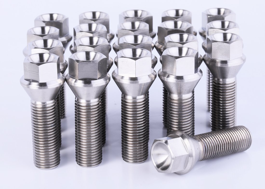 14x1.5 ACORN CHROME CONICAL CONE SEAT WHEEL LUG BOLTS 17MM HEX 33MM