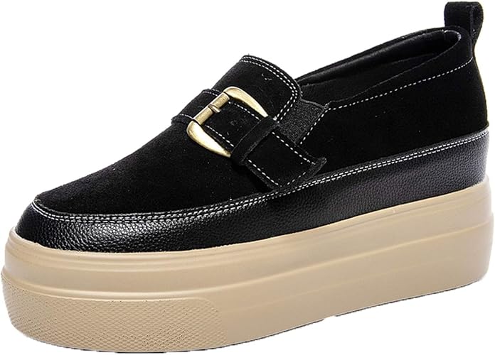 Amazon Lecmt スリッポン レディース スニーカー 厚底 本革 オシャレ ローカット スニーカー カジュアル シューズ 小さいサイズ 靴 おしゃれ 幅広 通勤 通学 春夏 秋冬 美脚 インヒール 脱ぎ履きやすい 楽チン 快適 滑り止め 軽量 Lecmt ローファー スリッポン