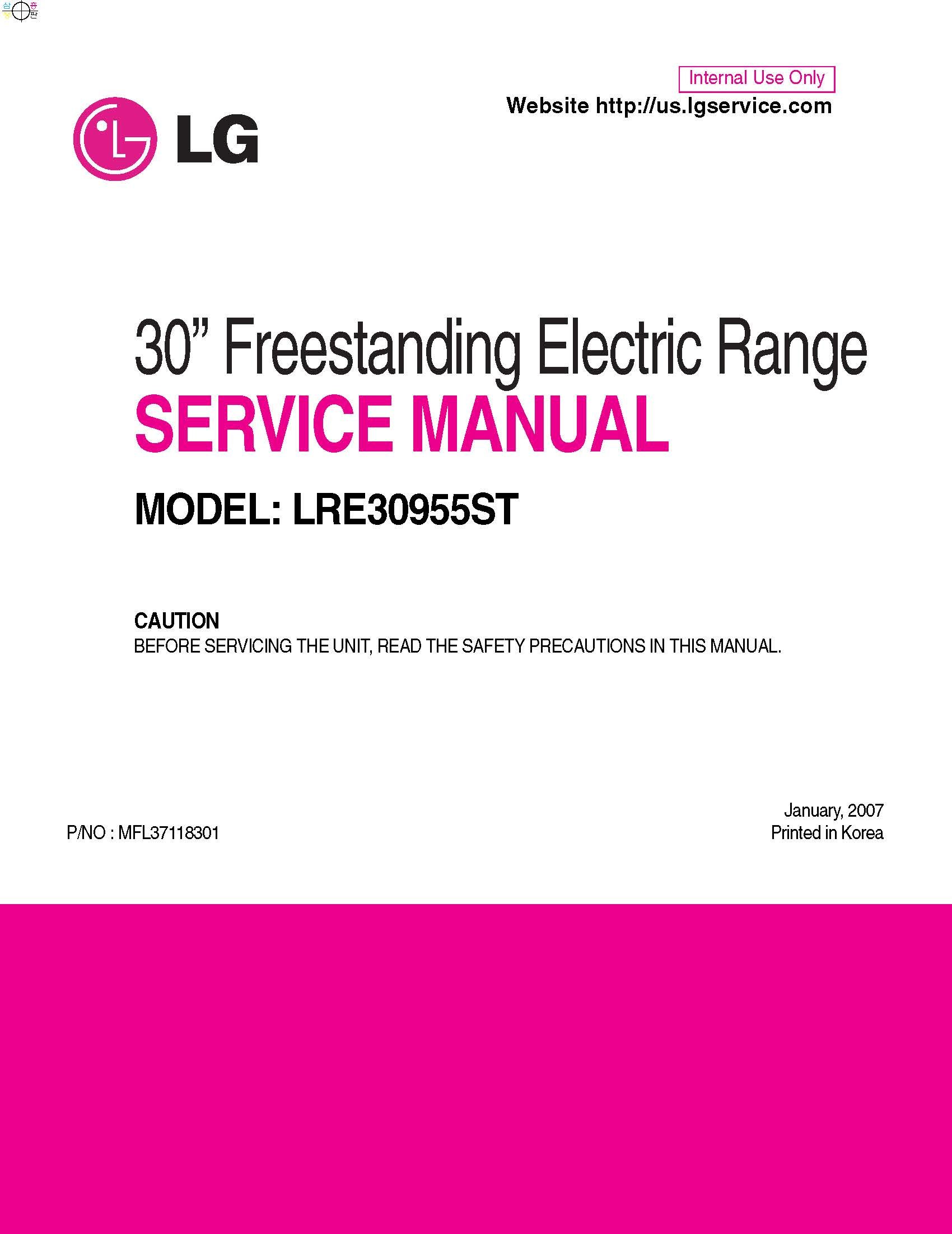 LG LRE30955ST Service Manual Paperback – 2007