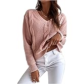 Verdusa Women's Cable Knit Sweater Elegant Pullovers Soft Fall Knit Tops Chunky Sweaters