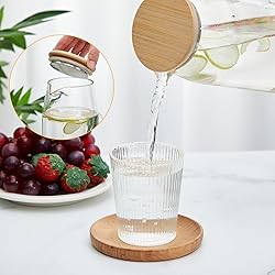 Hsei 2 Sets Glass Pitcher with Lid, 67.6 oz / 2000