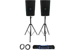 Audiosavings Bundle: (2) Mackie Thump212XT 12" 1400 Watt Enhanced Powered DJ PA Speaker Thump 212XT Bundle with Pair Rockville Adjustable Tripod Speaker/Light Stands+(2) 20 Foot XLR Cables (3 Items)