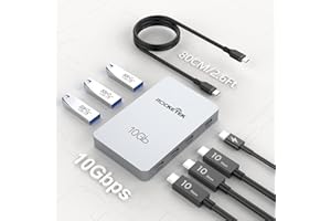ROCKETEK USB-C Gen 2 Hub Adapter 7-Ports - 3X USB-C 10Gbs Gen 2, 3X USB 3.0 5Gbs Ports, USB C Hub 100W Power Delivery with 5Gbs Data, USB C to USB C Hub, USB C Hub Multiport Adapter for MacBook Air/Pro etc.