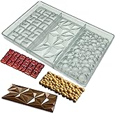 Goldbaking 3 Kinds Shape Chocolate Bar Mold Break Apart Chocolate Molds Protein Energy Bar Maker