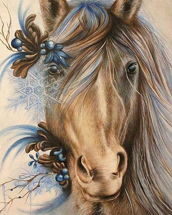 Dress up horse 30x30cm 5D Diy diamond painting round diamond embroidery rhinestone cross stitch