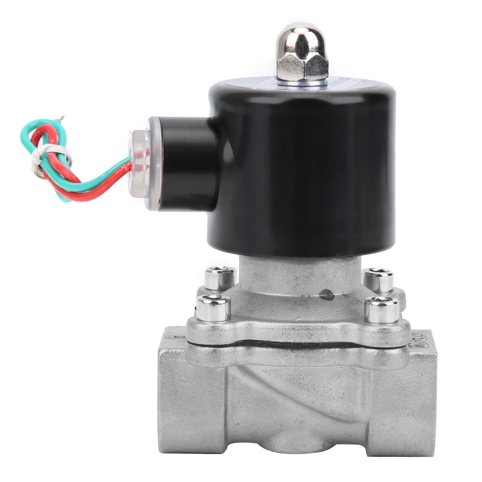3/4 inch Electric Solenoid Valve, 304 Stainless Steel 2 Way Normally Closed Direct Action Electric Solenoid Air Valve for Air Water Oil(AC220V)