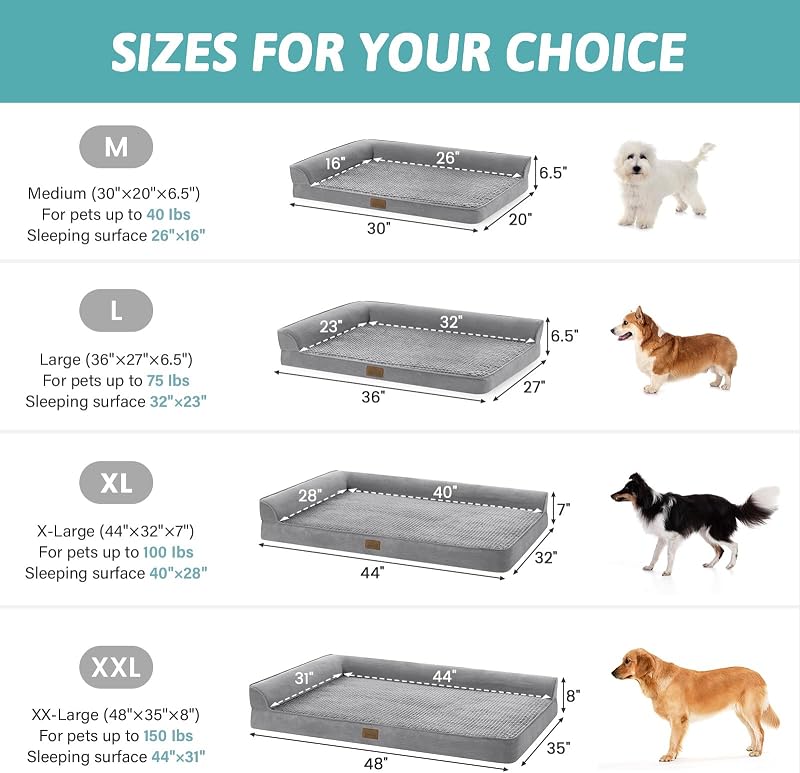 Cama Ortopédica Extra Grande para Cães, XL 112x81x18cm Cinzento