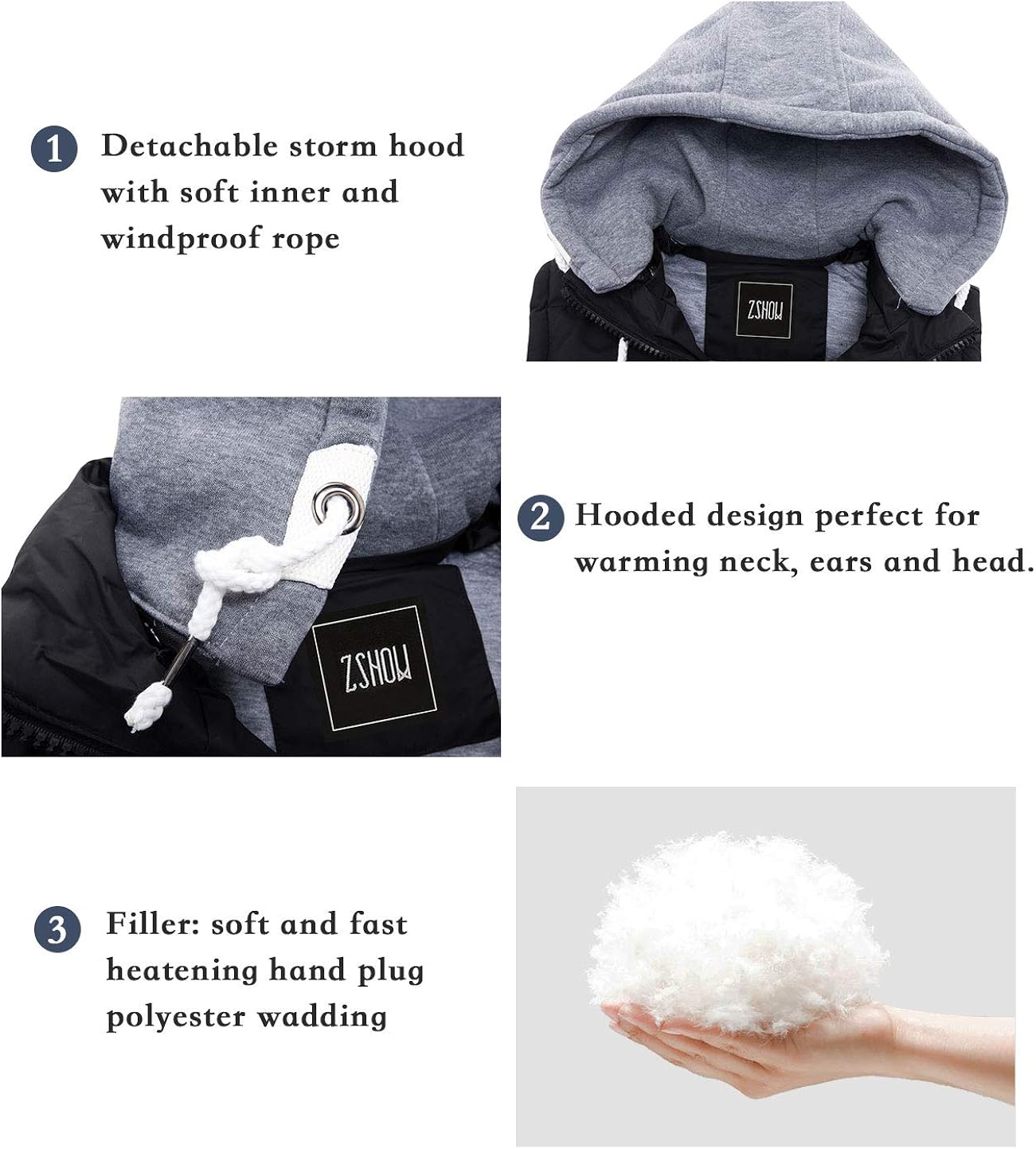 ZSHOW Women's Winter Padded Vest Removable Hooded Outwear Jacket: Clothing