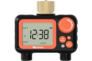 Vertimia Hose Watering Timer Double-Outlet, Sprinkler Timer Programmable Water Timer for Garden Hose with Rain Delay/Manual Watering/Automatic Irrigation Controller System, Outdoor Lawn Sprinkler