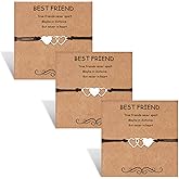 HOHOTANG Best Friend Bracelets for 3, Friendship Bff Matching Heart Bracelet for Women, Trio Bracelets Adjustable Birthday Jewelry Gifts for Best Friends