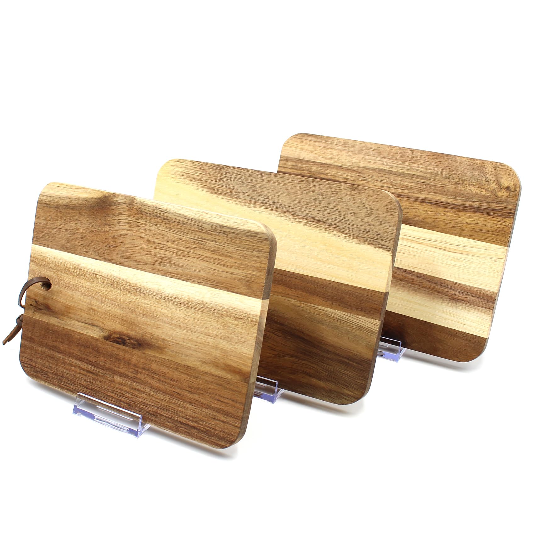 VmG-Store 3 x Breakfast Boards, Fruit Board, Chopping Board, Acacia Wood (Pack of 3)