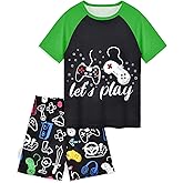 PASHOP Boys Pajamas Little Boys Summer Pajamas 2 Piece Short Sleeve Top and Shorts Sets Kids Pjs Sleepwears 3-10 Years