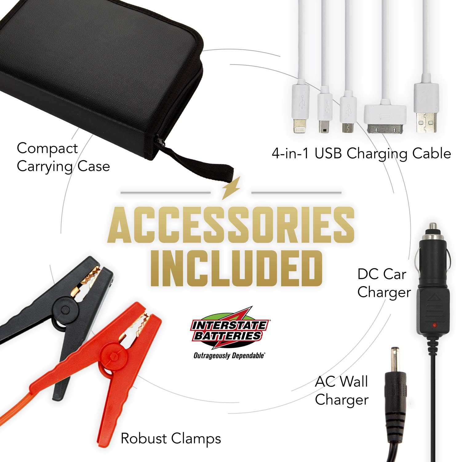 Interstate Batteries Charge and Go 12V Lithium Portable Jump Starter and Battery Charger - 1000A - 8.0L (PWR7020): Automotive