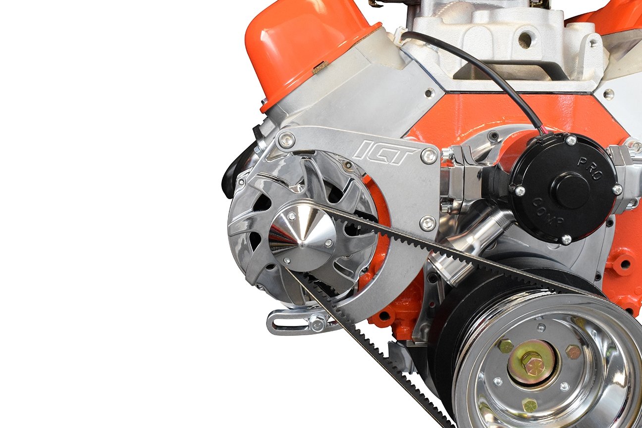 ICT Billet BBC Alternator Bracket Adjustable Electric Water Pump Low