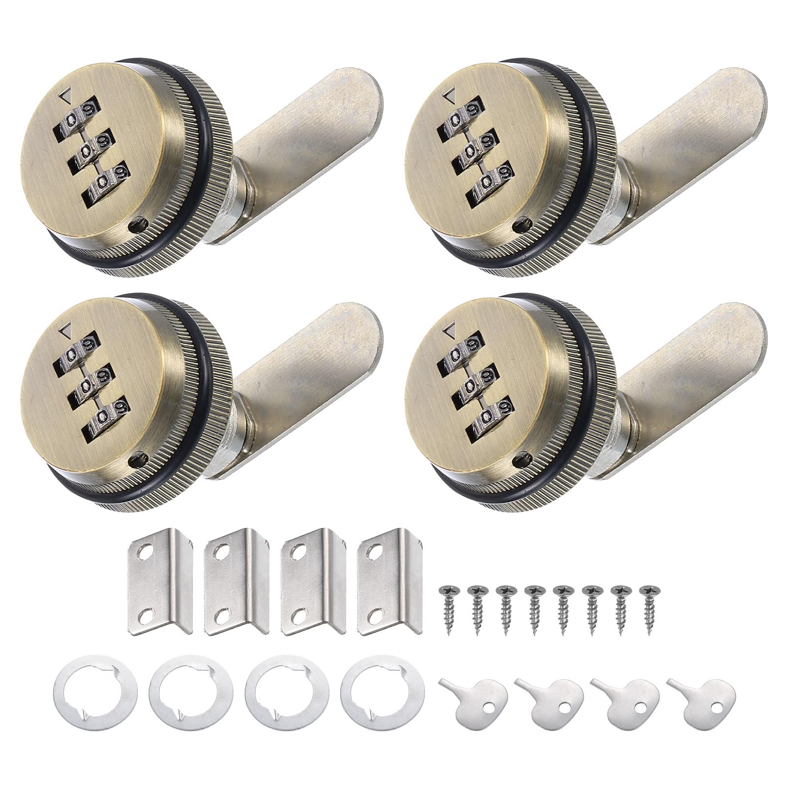 PATIKIL 3/4" Combination Cam Lock, 4 Pcs File Cabinet Locks with Combination Password Coded Cabinet Locks with Cylinder Chrome for 0.2-0.5" Thick Wood Drawer Mailbox Filing Cabinet, Green