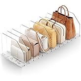 iStoreMaxy Purse Organizer for Closet, Shelf Divider Adjustable Clear Acrylic Handbag Storage, Bag Storage Separators, Keep Handbag & Books Neat and Upright in Bedroom, Office