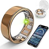 Free Shark Smart Ring with Sleep Monitoring, Step Counting, Heart Rate, Blood Oxygen for iOS and Android, No Subscription Fee, IP68 Waterproof Health Tracker (Gold, 11)