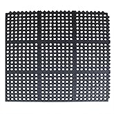Anti-Fatigue Rubber Floor Mat - NANBOWANG Commercial Grade Interlocking Non-Slip Recycle Tyre Floor Mats for Restaurant Kitchen Bar Garden Outdoor Wet Area(36"x 36")