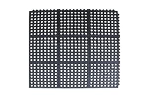 Anti-Fatigue Rubber Floor Mat - NANBOWANG Commercial Grade Interlocking Non-Slip Recycle Tyre Floor Mats for Restaurant Kitchen Bar Garden Outdoor Wet Area(36"x 36")