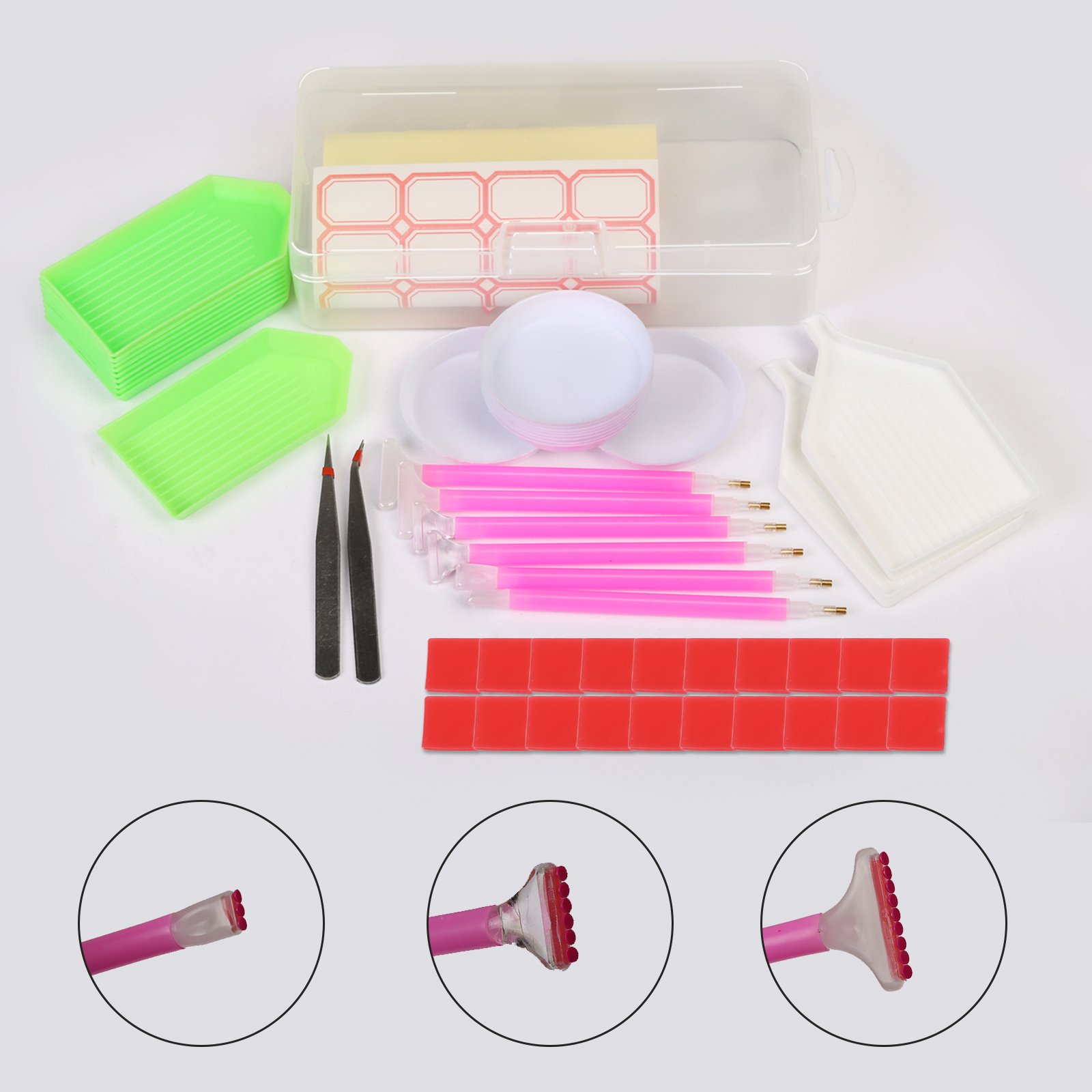 Diamond Painting Kit SEELOK 111 Pcs DIY Cross Stitch Tools Set Embroidery Sewing Accessories with Quick Point Pen,Glue,Plastic Tray,Tweezers,Bags and Storage Box for Adult or Kids
