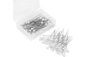 Senkary 200 Pieces Pearl Head Pins 2.6 Inch Corsage Boutonniere Pins Floral Wedding Straight Pins for Flower Bouquet, White